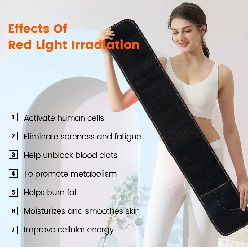 الأشعة تحت الحمراء LED العلاج بالضوء الأحمر الخصر التفاف الكهربائية بالقرب من ضوء الأشعة تحت الحمراء رسالة حزام ساخنة قطني آلام الظهر الإغاثة حرق الدهون