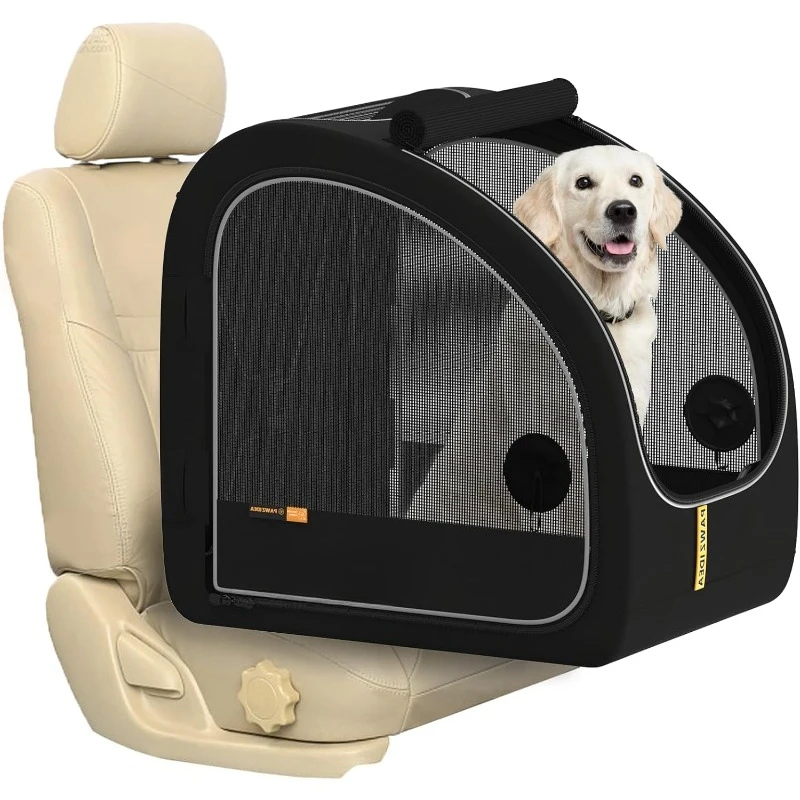 

Collapsible Dog Travel Crate, Portable Dog Crate for Car, Soft-Sided Kennel for Medium and Large Dogs, Pop-Up Metal Fra