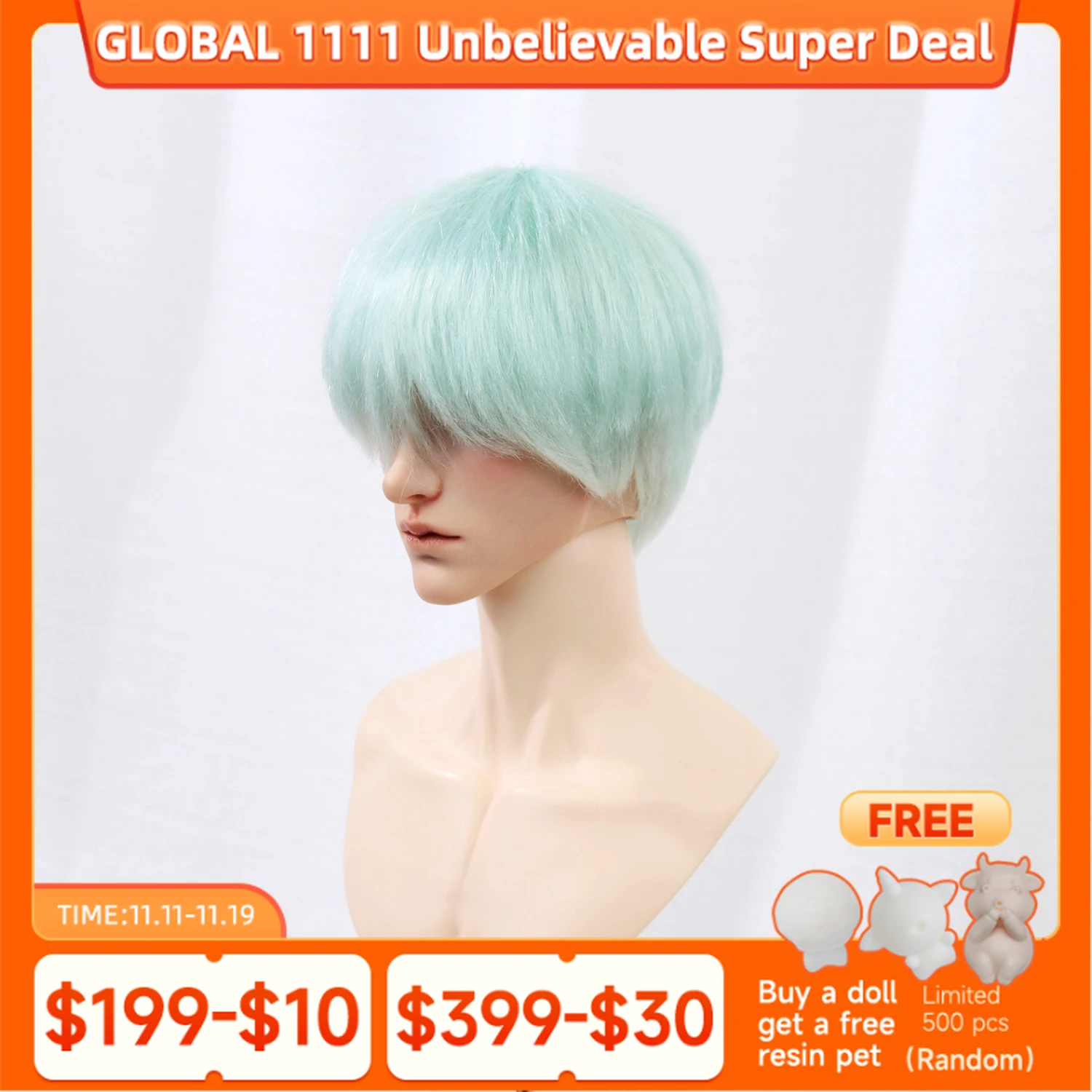 

Парик BJD, масштаб 1/3, унисекс, короткий боб, (23 см, голова, круг), мятно-зеленый, мягкая текстурированная основа для кукольных волос, аксессуары для кукол