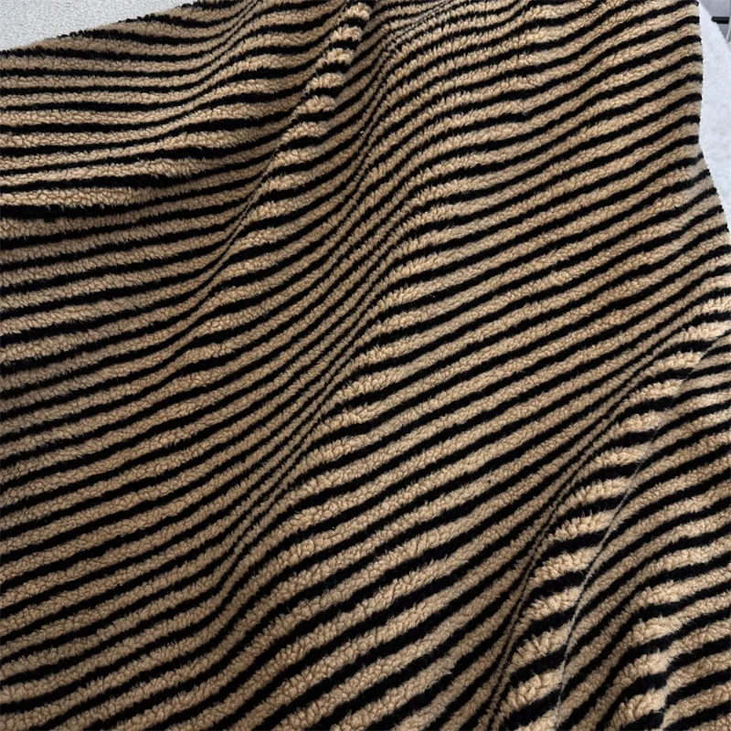 Striped Lamb Wool Fabric 4