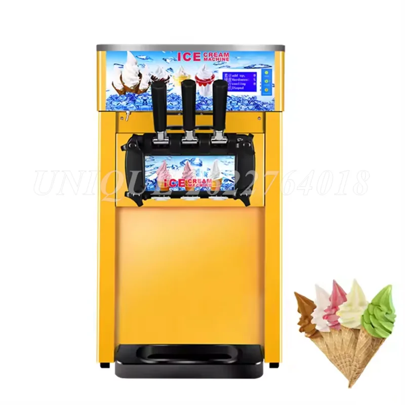 

Commercial Small Ice Cream Maker 3 Heads Multi-Flavor Soft Ice Cream Machine Desktop Automatic Sundae making Machine