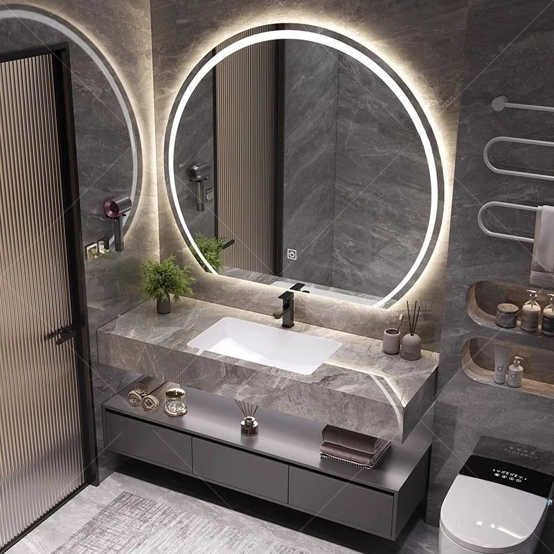 

Modern Illuminated Bathroom Cabinet Integrated Design Arched Living Room Bathroom Cabinet Toilet Space Saving Armoire Furniture