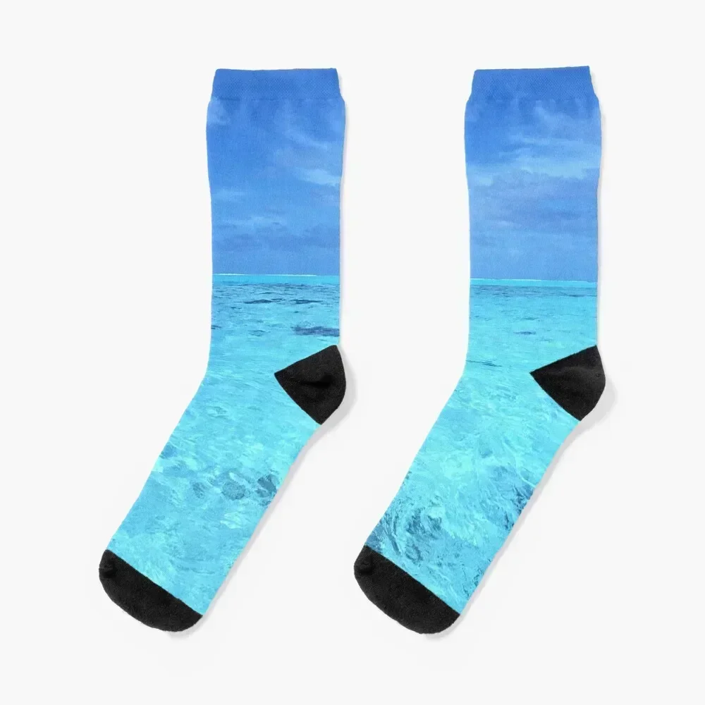

Blue Ocean Waves Socks Non-slip hiking compression Run Man Socks Women's