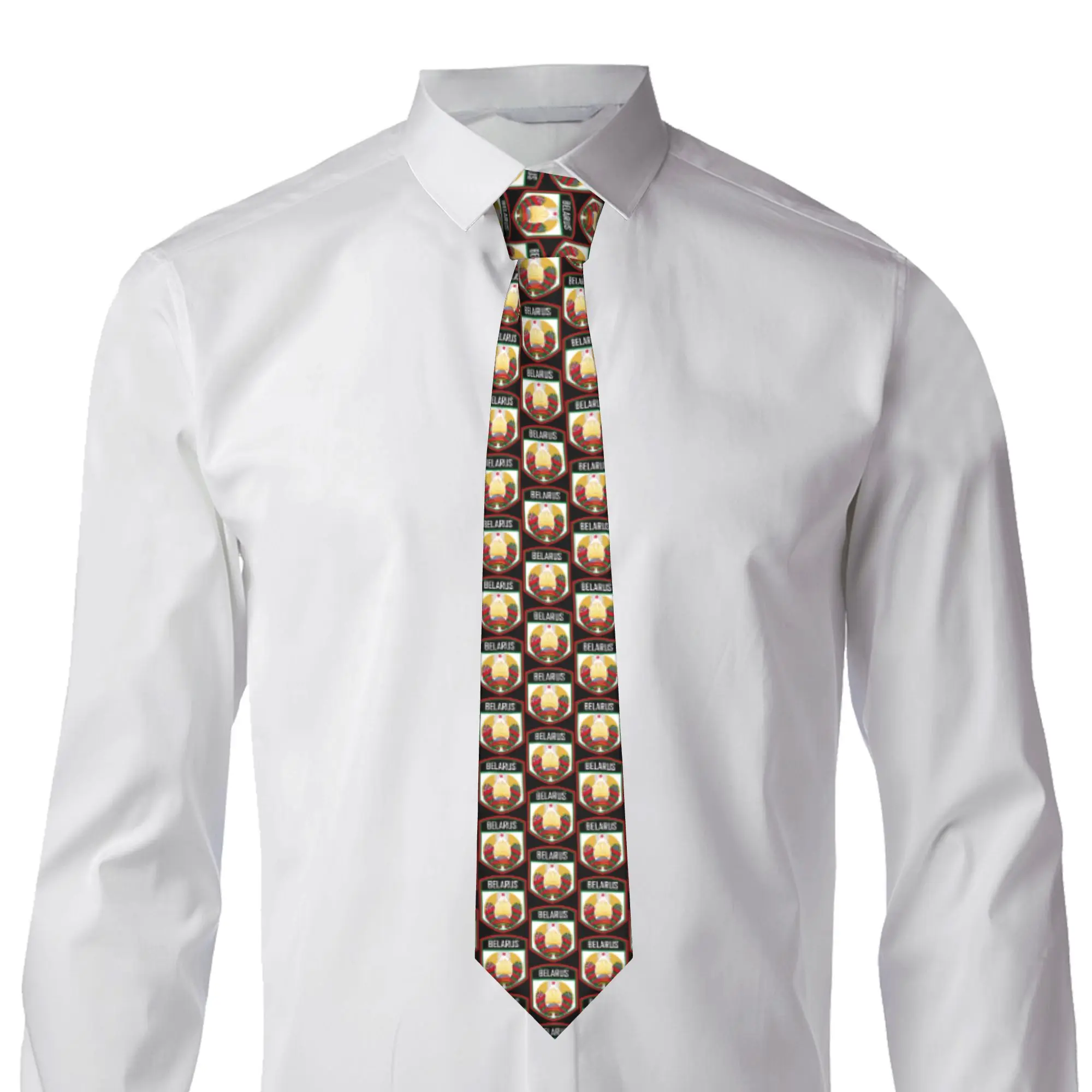 Belarus Coat Of Arms Emblem  Tie Men's Fashion Silk Belarusian Pride  Necktie for Party