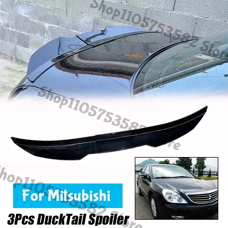 3Pcs Ducktail High Kick Trunk Spoiler For Mitsubishi Universal Rear Boot Wing For Multi Models Car