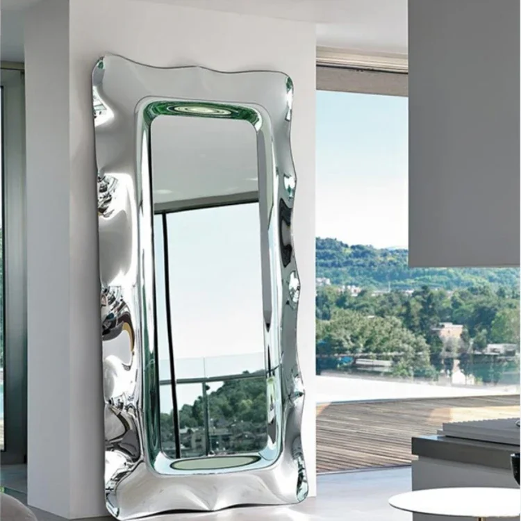 Simple silver full-length vanity mirror