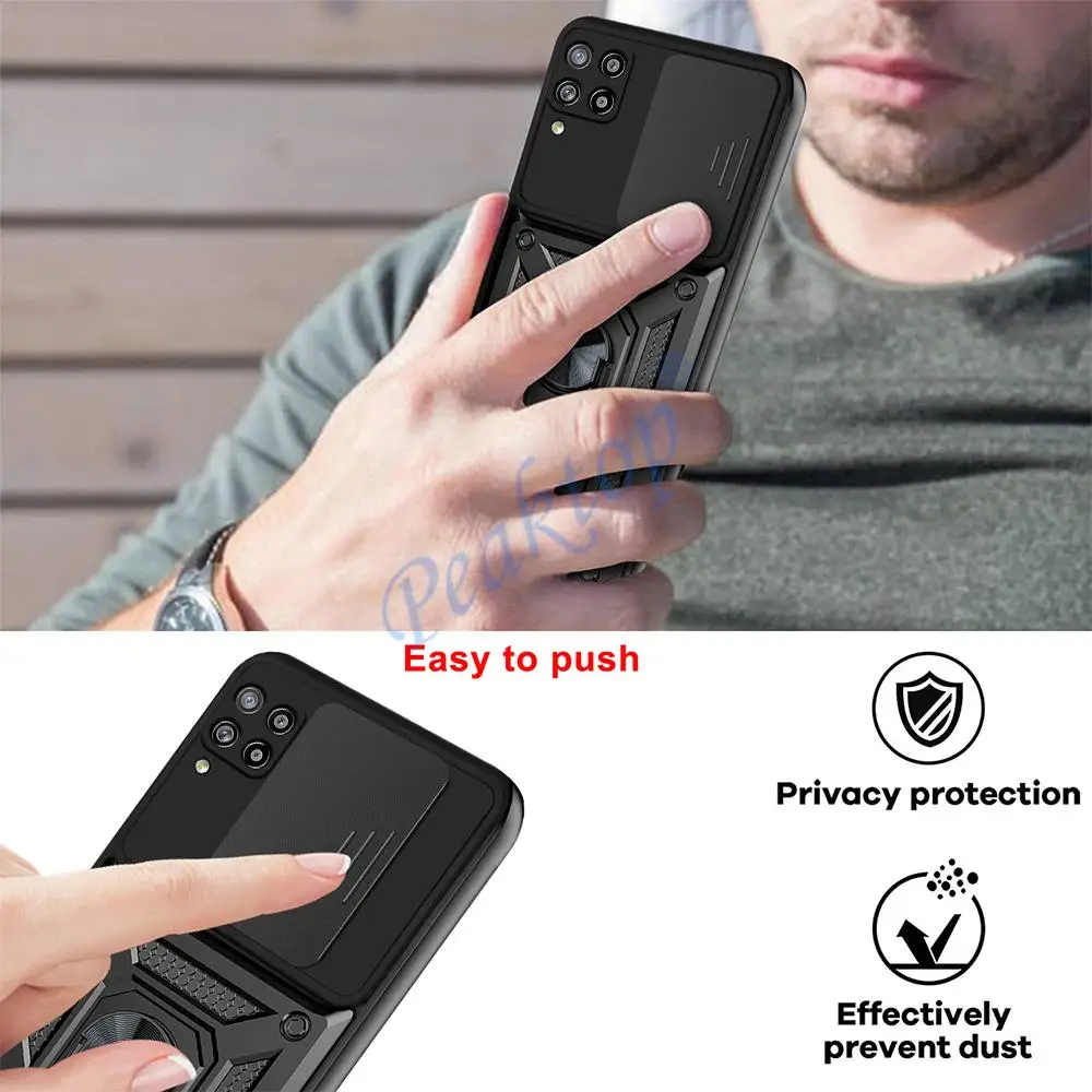 Armor Metal Magnetic Case for Samsung A22 A22s A42 5G A12 Nacho Finger Ring Holder Cover For Galaxy M12 M22 M32 M62 F62 Fundas