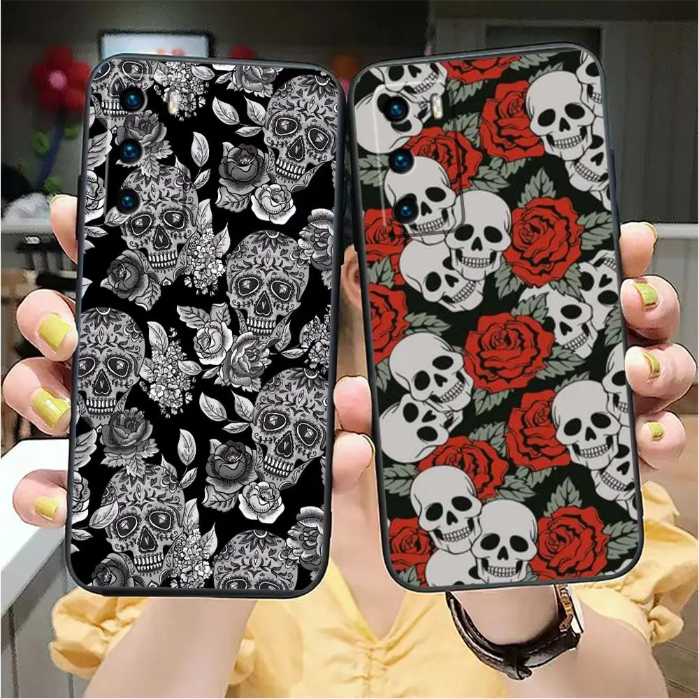 Scary Fashion Gothic skull Phone Case For HUAWEI P50 P40 P30 P20 Plus MATE 40 50 30 20 20X Pro Lite Case Funda Coque Shell Capa