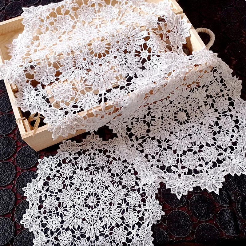 20/30/40cm Flower Embroidery Hollow Out Lace Placemat Heat Resistant Pad Cup Coaster Wedding Party Home Decor