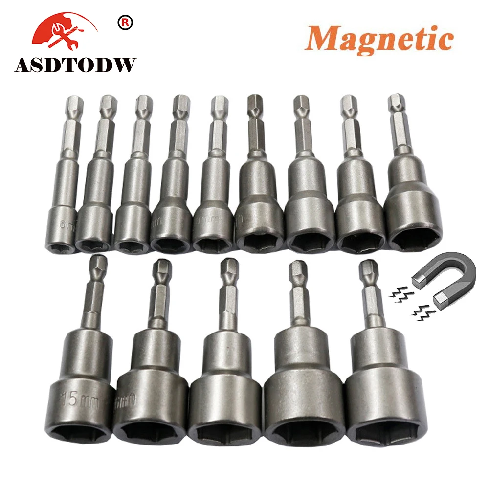 6mm-19mm gniazdo udarowe śrubokręt z nakrętką magnetyczną 1/4 zestaw kluczy sześciokątnych Adapter wiertła centrującego do wkrętarek wkrętarka udarowa zestaw