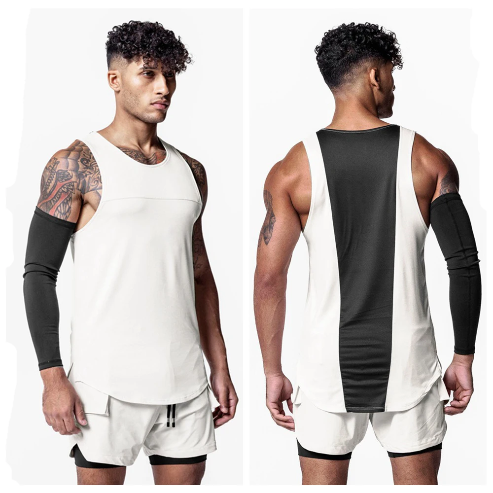 Kamizelki męskie Kulturystyka Siłownia Tank Topy Fitness Luźne Oddychające O-Neck Casual Bieganie Koszulki bez rękawów Kamizelki do koszykówki Łączone