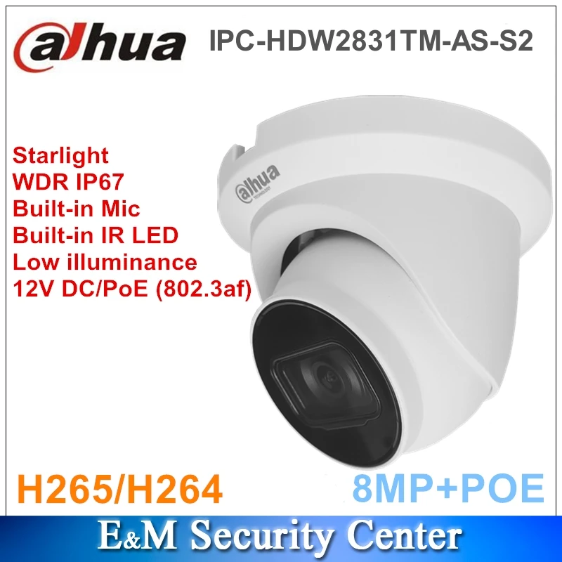 Original Dahua IPC-HDW2831TM-AS-S2 and IPC-HDW2841TM-S 8MP IP Built -in Mic CCTV Lite IR POE Eyeball Network Camera