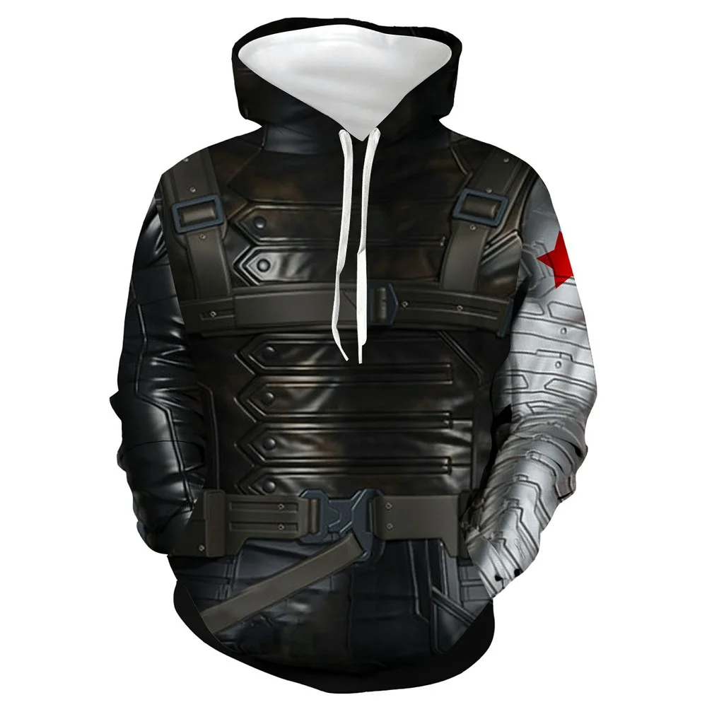 Superhero Bucky Barnes Cosplay Costumes 3d Printed Hoodies Falcon Sam Wilson Sweatshirts Jackets Hip Hop Streetwear Zipper Tops