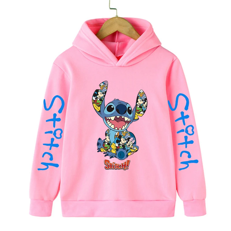 Moda New Stitch felpa con cappuccio bambini vestiti del fumetto Kid Girl Boy Lilo and Stitch felpa Manga Hoody Baby Casual Top