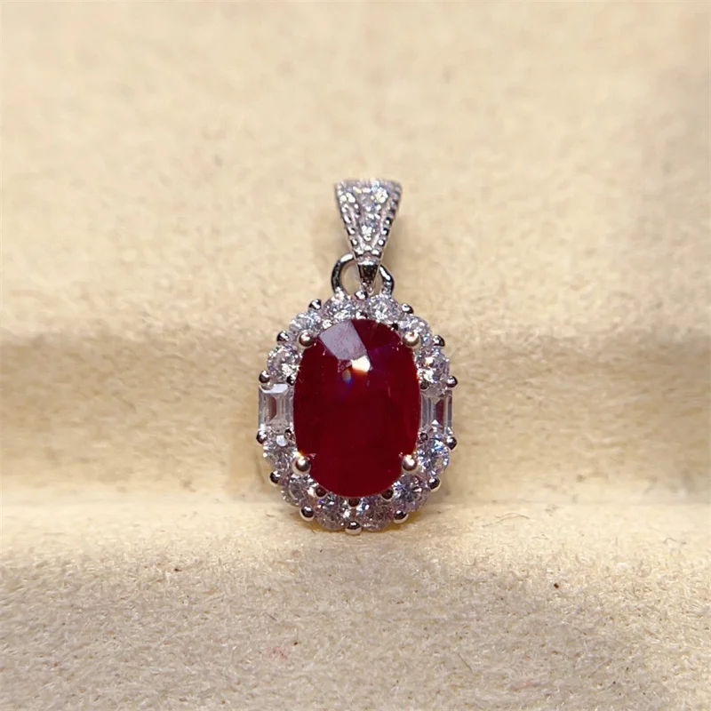 

Роскошный изумрудный кулон из серебра 925 пробы для свадьбы, ожерелье из натурального рубина 5x7 мм с позолотой 18 карат