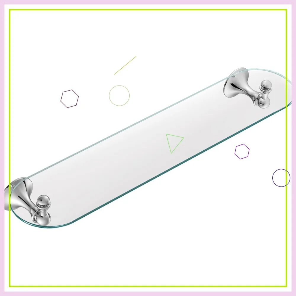 

24-дюймовая широкая полка для ванной комнаты из хромированного стекла для полотенец и аксессуаров, простая установка