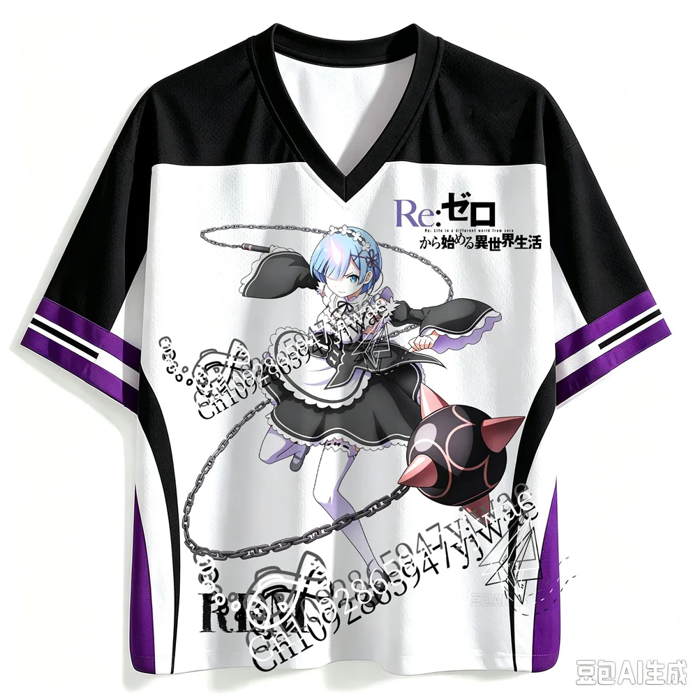 Re: ZERO Starting Life In Another World Rem&Ram 3D-Grafik Bedrucktes Jersey Anime-Fans T-Shirt Sommer Herren- und Damen-T-Shirts Top – Detail 6