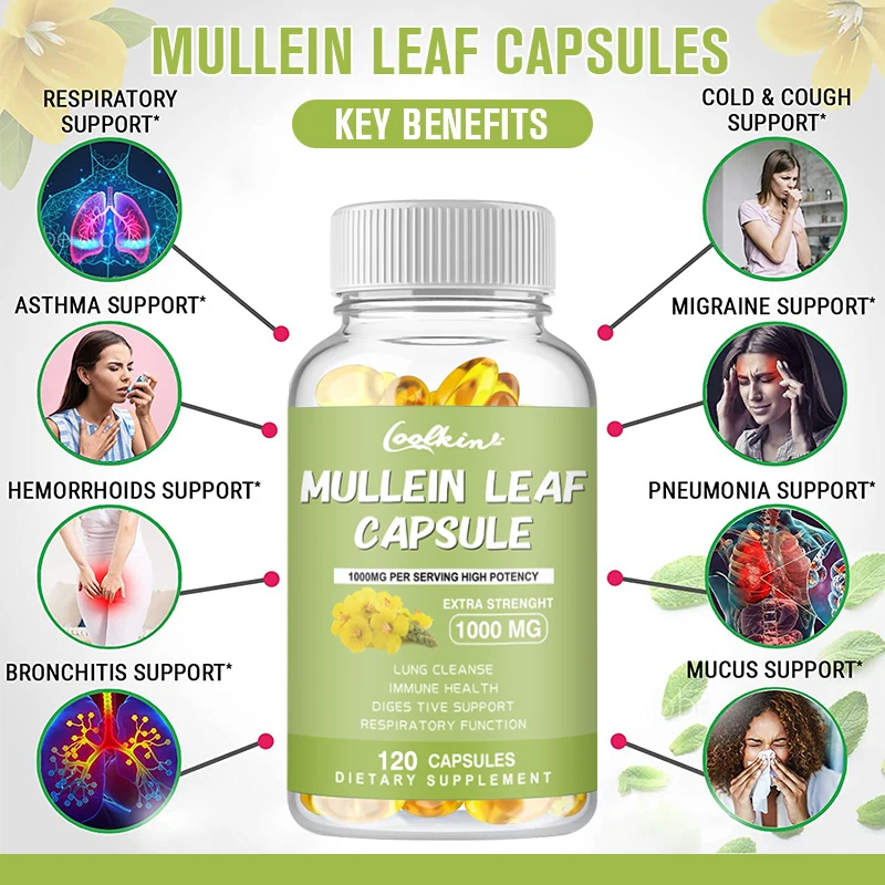 Mullein Capsules - Supports Healthy Respiratory Function and Mucous Membranes and Promotes Lung Cleansing