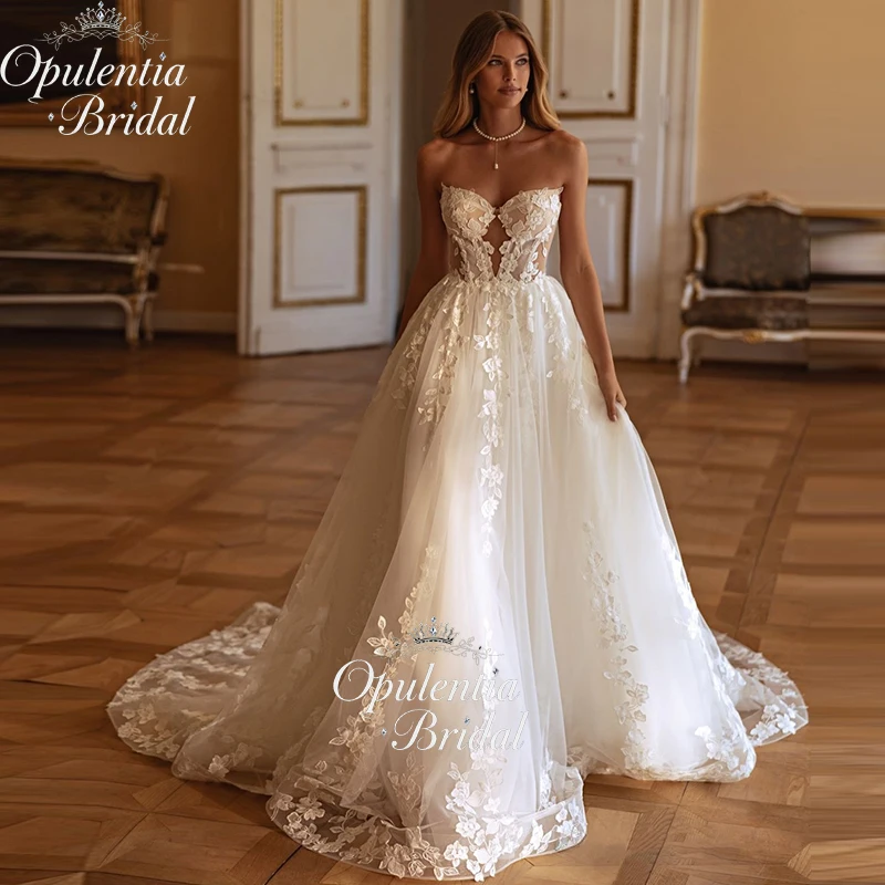 Opulentia Maßgeschneidertes, charmantes, herzförmiges Brautkleid mit Spitzenapplikation in A-Linie 2026, Vestido de Novia Robes de Soirée