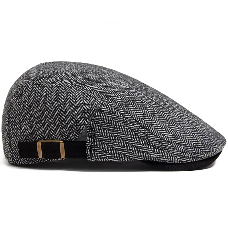 New Herringbone Vintage Beret Men Autumn Winter Casual Flat Visor Hat Berets Retro Fashion Newsboy Cap Men\'s Adjustable