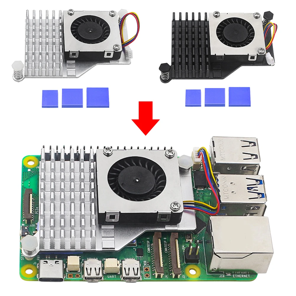 

For Raspberry Pi 5 Active Cooler Cooling Heat Sink Radiator with Adjustable Speed Cooling Fan Cooling Radiator Compatible Holder
