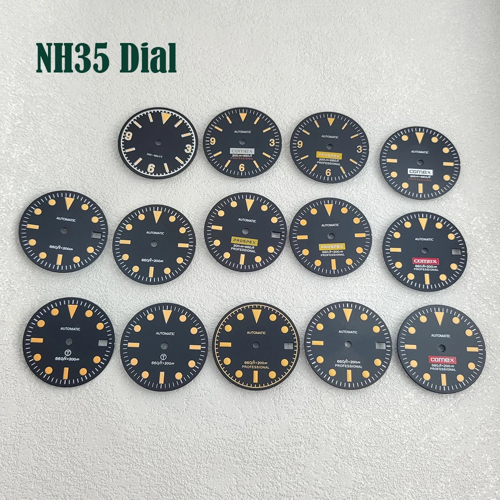 قرص NH35 قرص NH36 28.5 ملم قرص ريترو قرص أخضر مضيء، مناسب لإصلاح أدوات إكسسوارات ساعات الحركة NH35 NH36