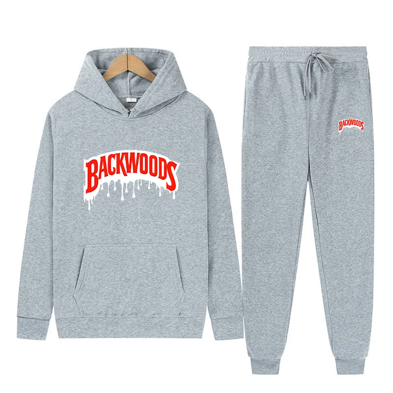 Dripping Backwoods Hoodies + Pants 2 Pieces Sets Men Fashion Letter Printed Sweatshirts Women Harajuku Hoode Pullover Sportpant