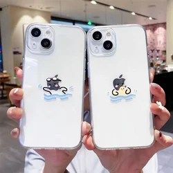 Cute Matchstick Men Couple Clear Phone Case for IPhone 15 14 13 12 11 Pro Max Mini XS MAX XR SE 8 7Plus Funda Abstract Art Cover