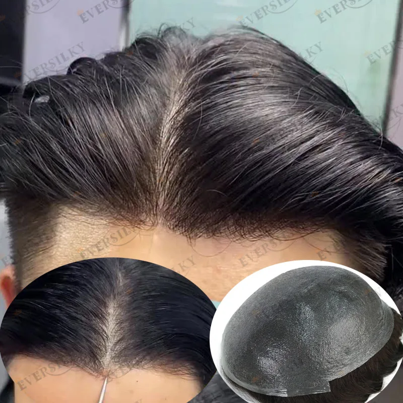 

Durable Mirage 0.05mm Full Skin Base 110Density Remy Human Hair Men's Toupee Natural Hairline Undetectable 6Inch Long Hairpieces