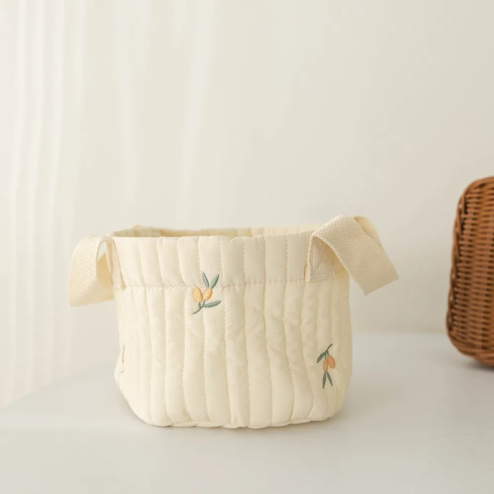 Cute Bear Embroidery Bags Large Capacity Cotton Diaper Bag Nappy Cart Storage Diapers Organizers Newborn