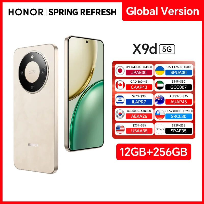 HONOR X9d Global Version 12GB+256GB 5G Smartphone 6.79'' 120Hz Screen 108MP AI Camera 8300 mAh 66W Super Charging
