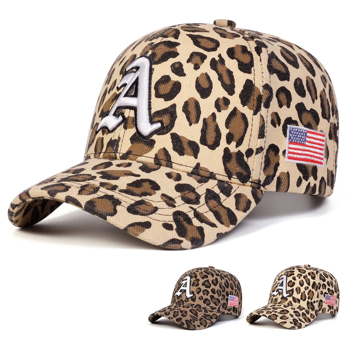 Unisex Baseballkappen mit A-Stickerei und amerikanischer Flagge, für Frühling und Herbst, für den Außenbereich, verstellbar, lässige Hüte, Sonnenschutzhut, Sportkappe