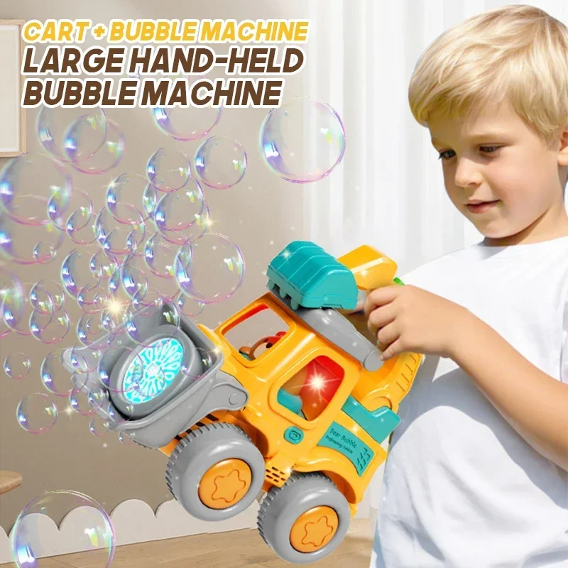 Machine à bulles automatique, Bulldozer, bulles de savon avec lumières, voiture d'ingénierie, chariot à bulles, jouets soufflants pour enfants et bébés