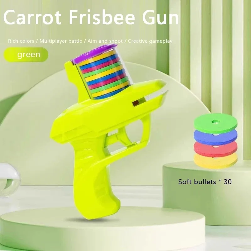 Pistola de disco ao ar livre para crianças, brinquedo voador, lançador de tiro, material ecologicamente correto, interação macia e inofensiva