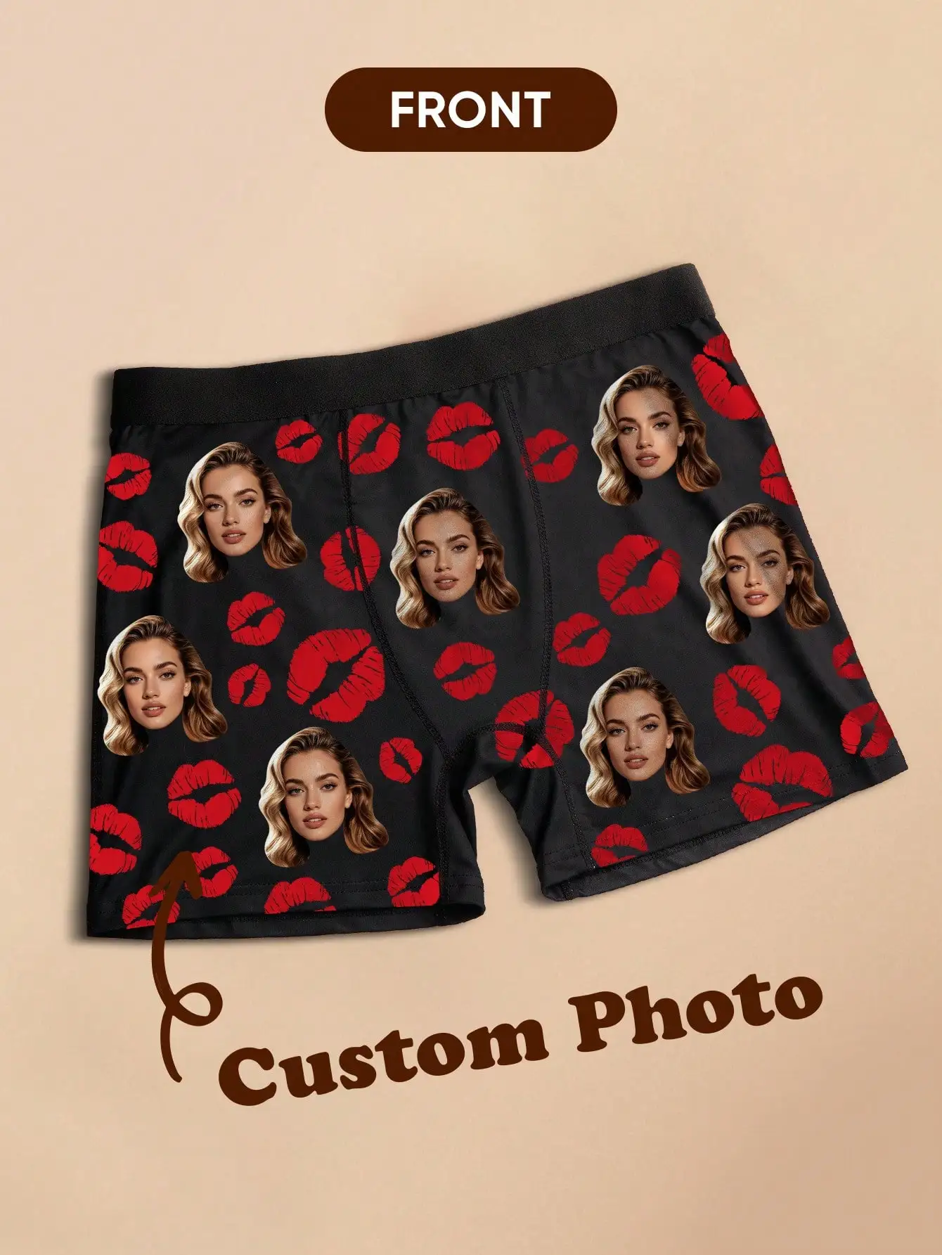 Custom Face Mens Boxer Briefs Personalized Photo Underwear Funny Custom Mens Shorts Six Sizes Available Gift for Him
