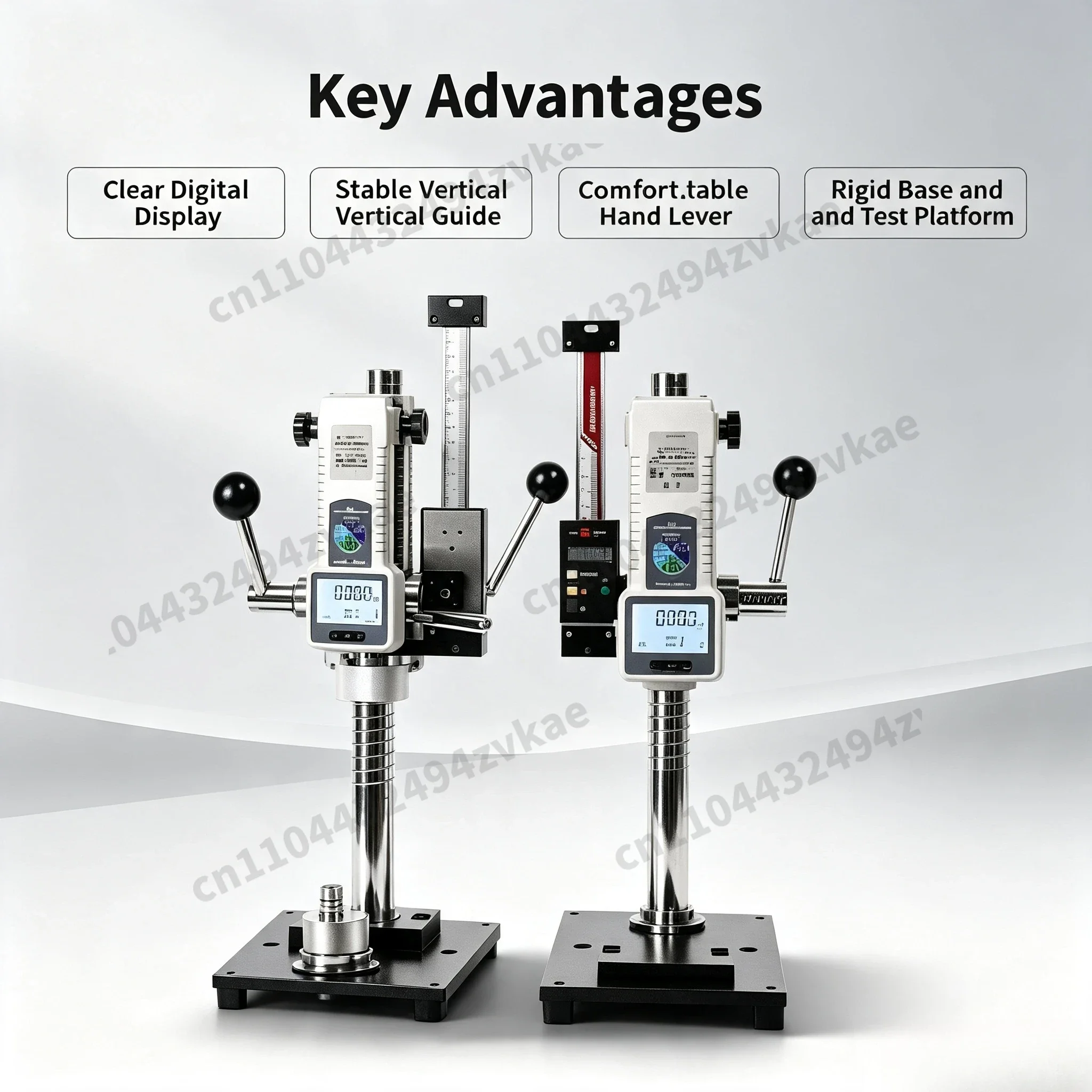 Manual Push-Pull Force Gauge Test Stand, 2000N Pressure Force Testing Machine, HPA Vertical Force Tester Bench
