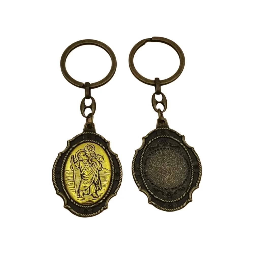 

5Pcs Keychains ST CHRISTOPHER Alloy Pendants Car Key Ring Travel Protection DIY Jewelry A-558f