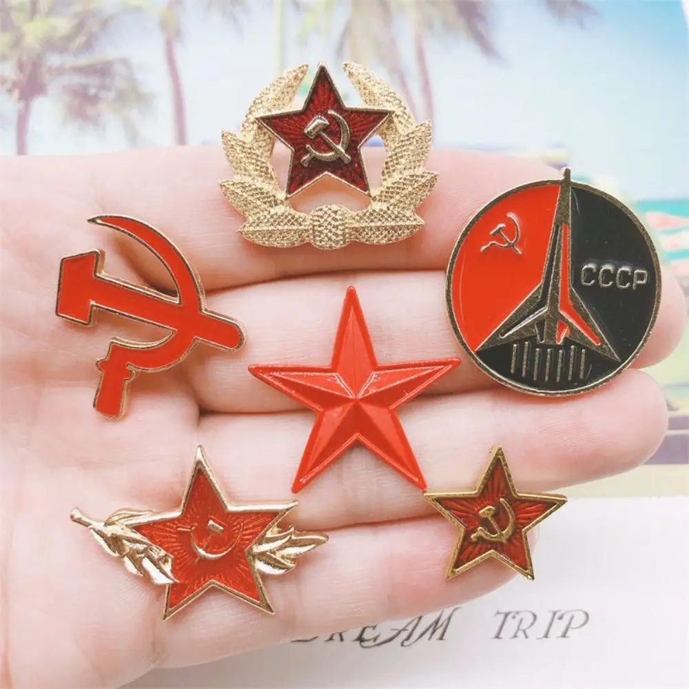 New Funny Cat Enamel Pins   Red Star Torch Communism Kitty Brooch Lapel Badges Jewelry Gift for Kids Friends Russian