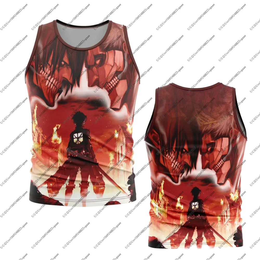 

Anime Cosplay Men Vest Top Sportswear Gym Breathable Gift Basketball Jersey Fitness Tee New B-Burning Attack on Titan Tank Top