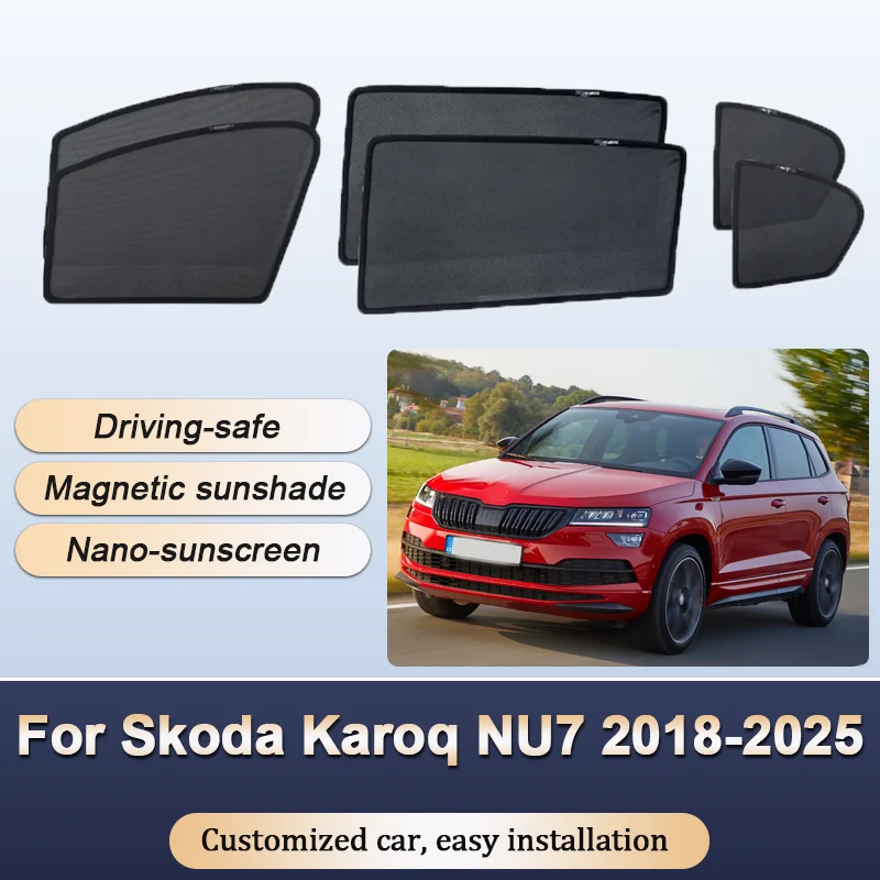 

Sun Shades For Skoda Karoq NU7 2018 2019 2020-2025 Sunshades Magnetic Heat insulation Mesh Window Curtains Visor Car Accessories