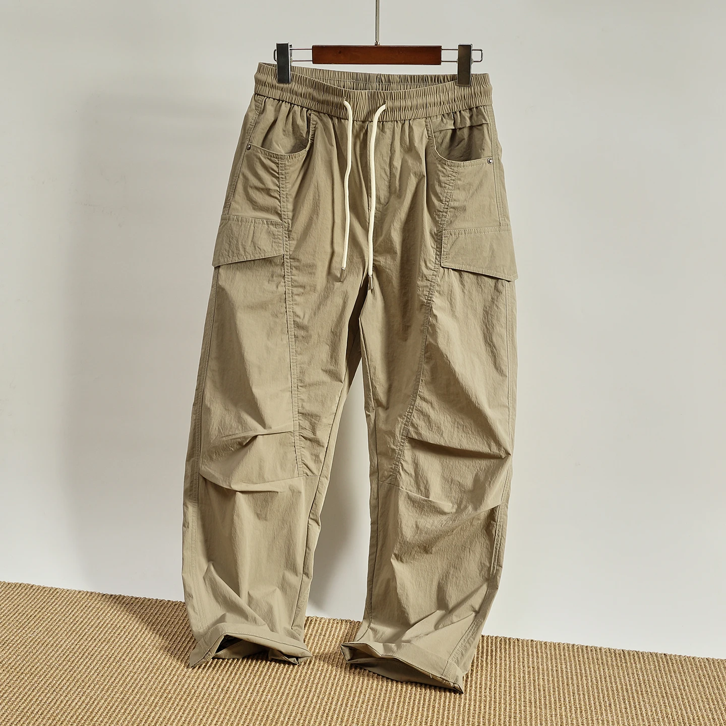 Summer Thin Quick Dry Work Trousers Loose Straight Casual Outdoor Multi-Pocket Men's Jeans Nylon Fabric Comfortable Fit Pants