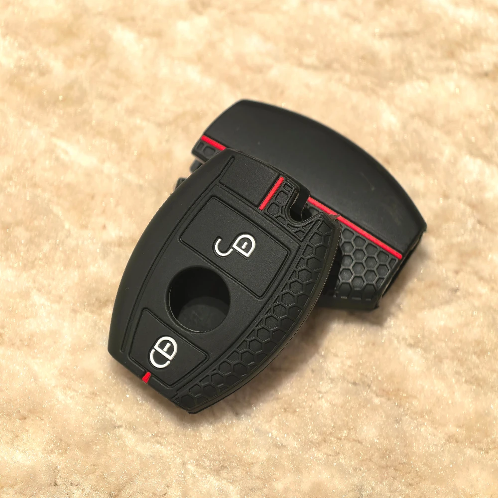 2 Button Keychain For Mercedes Benz A B G R Class GLA GLK W176 W204 W251 W463 Silicone Car Remote Key Case Cover Fob Accessories