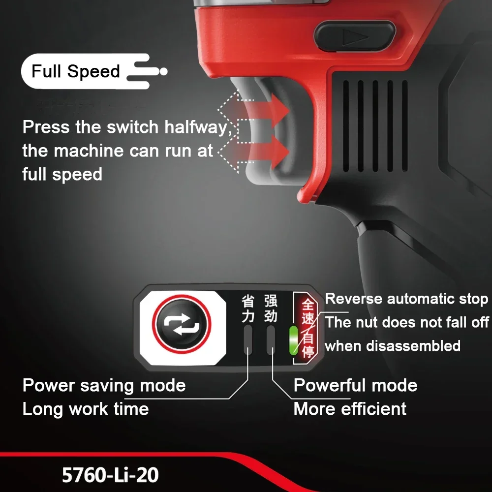 Devon 5760 Wireless Impact Wrench Reverse Auto Stop Rechargeable Brushless 20v Max 400Nm 4200ipm Universal Flex Battery Platform