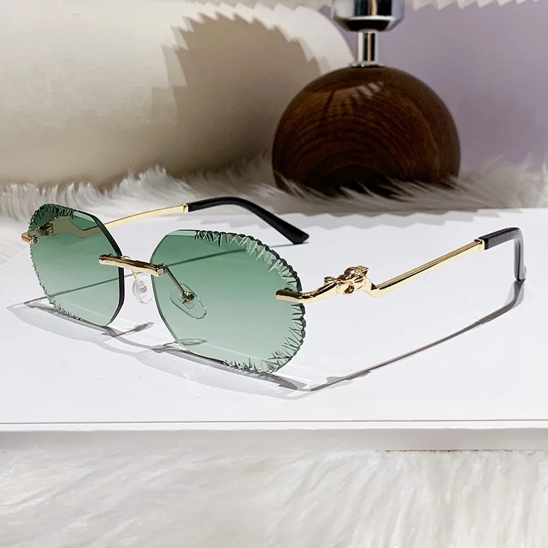 New Rimless Sunglasses Women Luxury Designer Brand Shades UV400 Vintage Metal Men Fashion Ladies Sun Glasses Frameless Shades 2