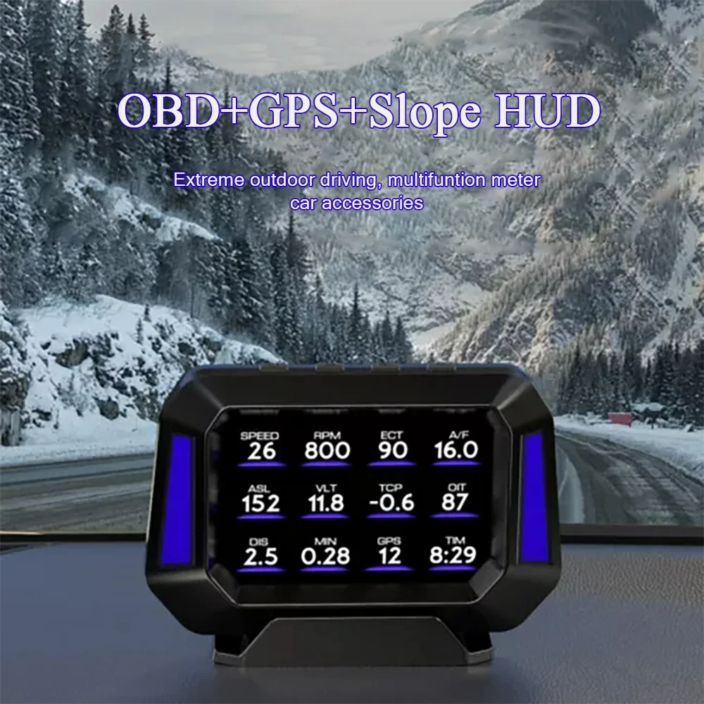 

GPS+OBD+Slope HUD Head Up Display P21 Inclinometer Car Level Sensor Real-Time Off-road Vehicle System OBD2 Diagnostic Tools