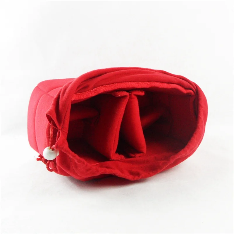 

0Z-Camera Bag Camera Insert Bag With Drawstring Adjustable Divider Camera Lens Soft Bag For Nikon,Canon,Sony Red