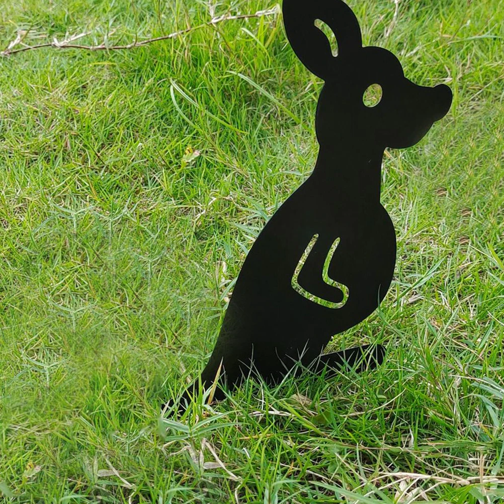 

Ornament Kangaroo Garden Crafts Wrought Iron Decorations Courtyard Lawn Sculptures Black Metal