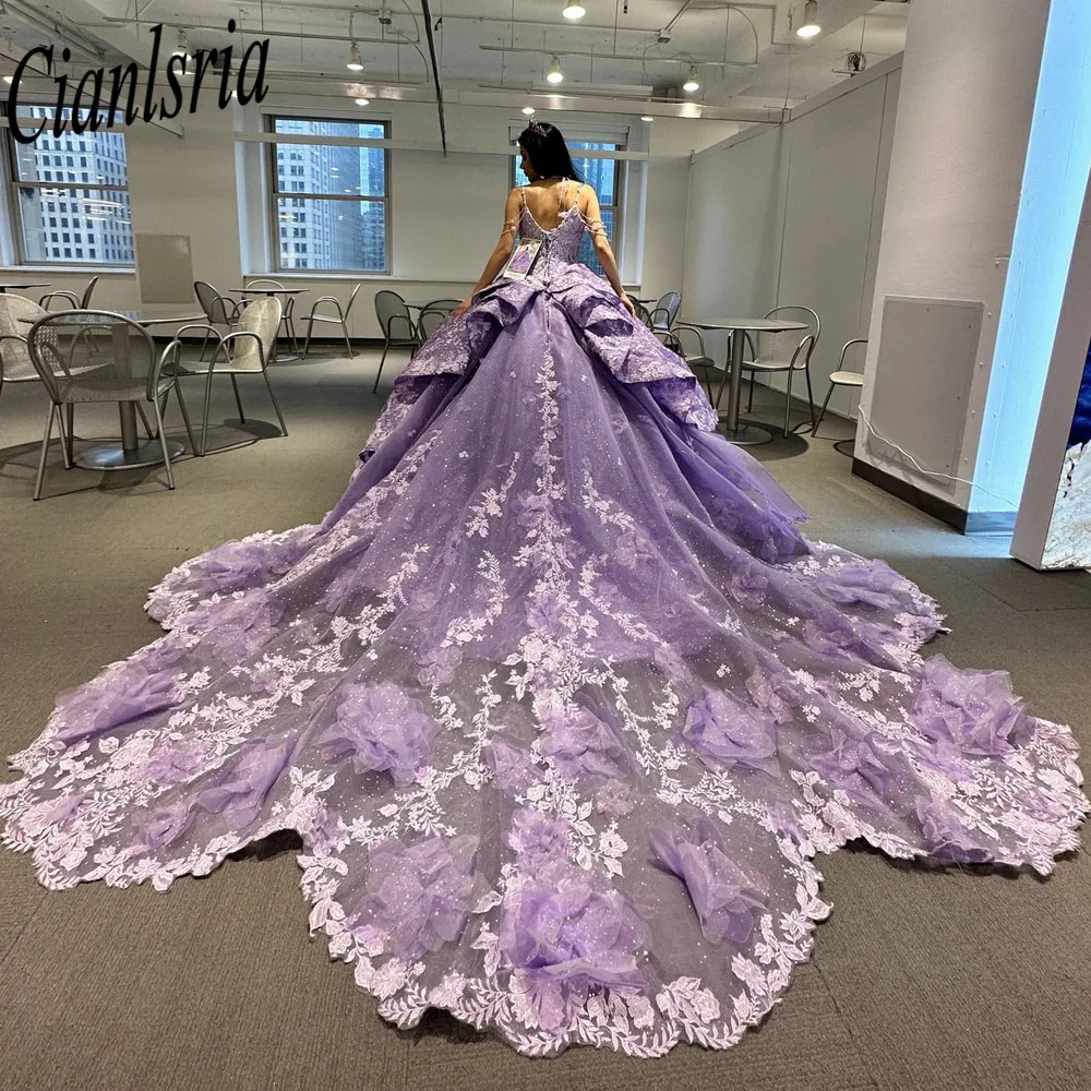 Mexican Vestido De 15 Anos Lilac Charro Quinceanera Dresses Lace Appliques Corset Sweet 16 Dress Abiti Da Cerimonia