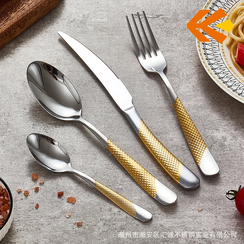 

CX stainless steel cutlery knives, forks and spoon sets hammered hotel steak knives and forks