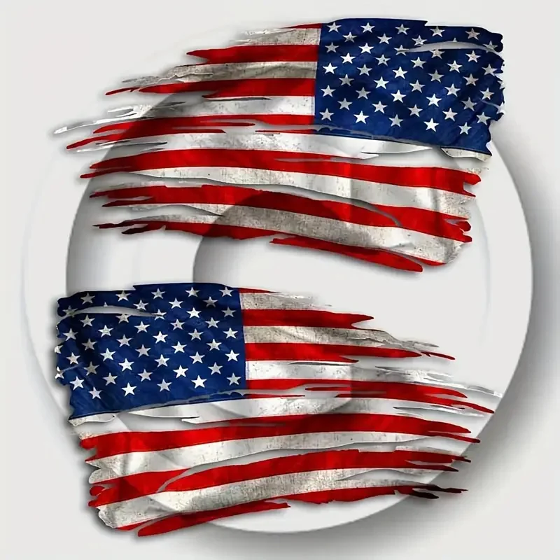 

A Pair Of 2 Tattered American Flag Stickers Waterproof And Reusable Suitable For Gift Giving Automotive Decorative Products